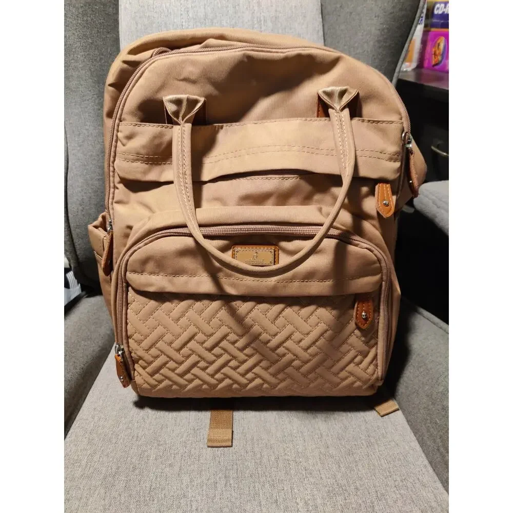 Bobbleroo Tan/Khaki Diaper Bag Backpack